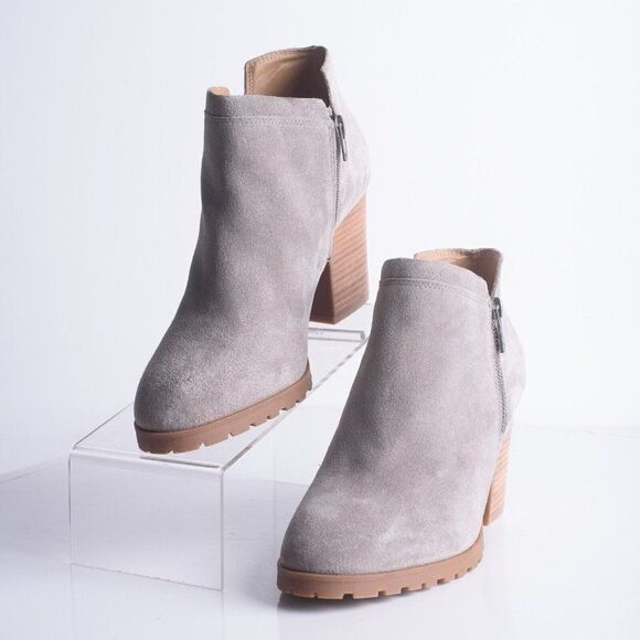 Lucky Brand Womens Noryn Gray Suede Ankle Boots heeled Booties US 10 EU 42 NWOT - Picture 1 of 8